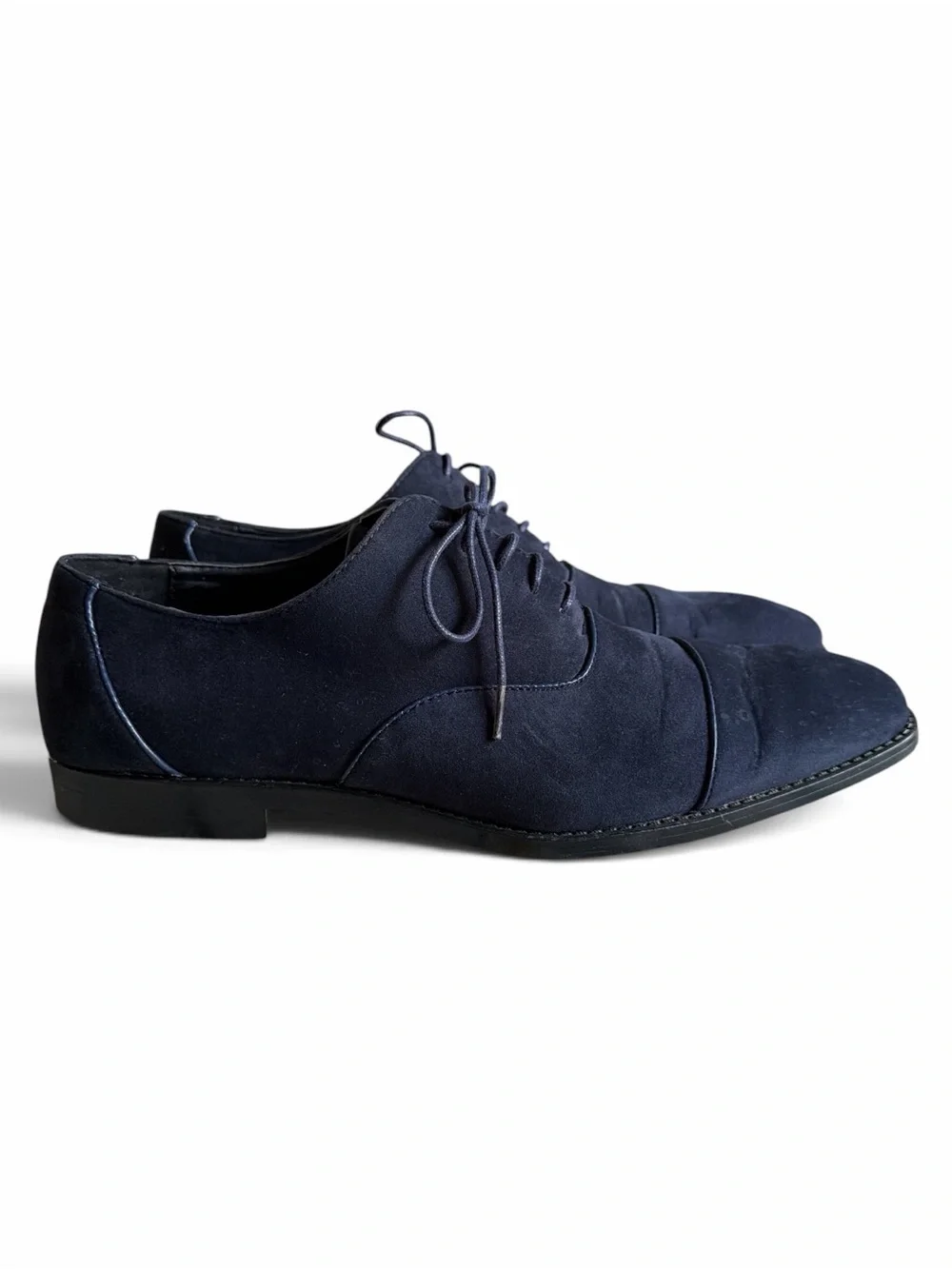 Sio Men’s Size 13 Blue Faux Suede Cap-Toe Oxford Dress Shoes Classic Lace-Up